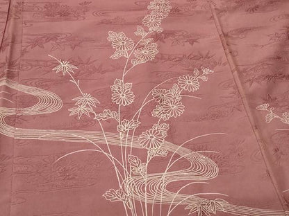 平和屋着物＃羽織　流水草花文　正絹　逸品　CABF9109in