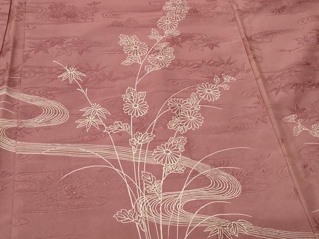 平和屋着物＃羽織　流水草花文　正絹　逸品　CABF9109in
