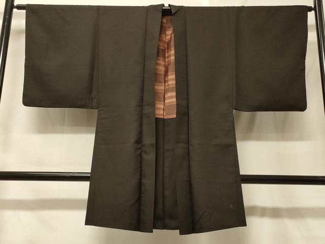 平和屋着物＃男性　長羽織　赤墨色　正絹　逸品　CABF9115in