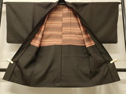 平和屋着物＃男性　長羽織　赤墨色　正絹　逸品　CABF9115in