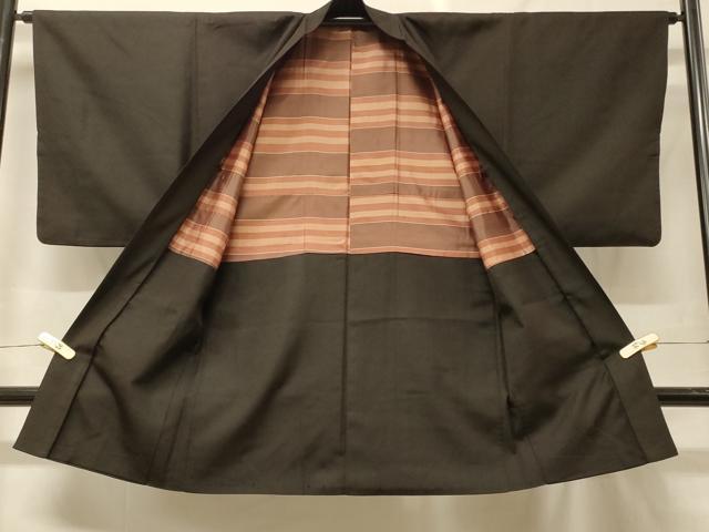 平和屋着物＃男性　長羽織　赤墨色　正絹　逸品　CABF9115in