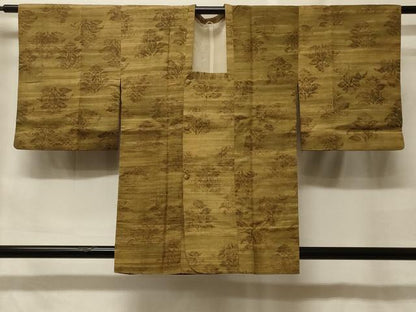 平和屋着物＃道行コート　紬地　草花文　正絹　逸品　CABF9118in