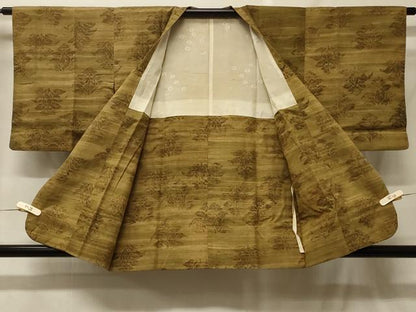 平和屋着物＃道行コート　紬地　草花文　正絹　逸品　CABF9118in
