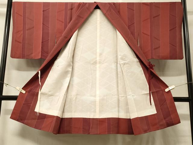 平和屋着物＃道中着　間道　ロング丈　正絹　逸品　CABF9121in