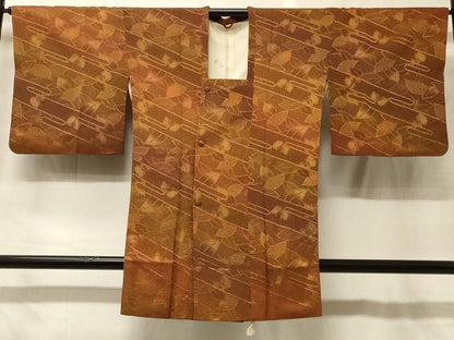 平和屋着物＃道行コート　エ霞舞葉文　暈し染め　ロング丈　正絹　逸品　CABF9127in