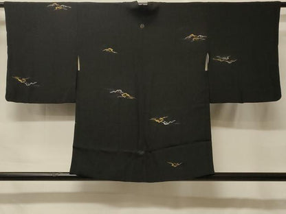平和屋着物＃羽織　寿光織　霞文　黒地　金銀糸　正絹　逸品　CABF9129in