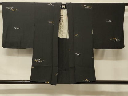 平和屋着物＃羽織　寿光織　霞文　黒地　金銀糸　正絹　逸品　CABF9129in