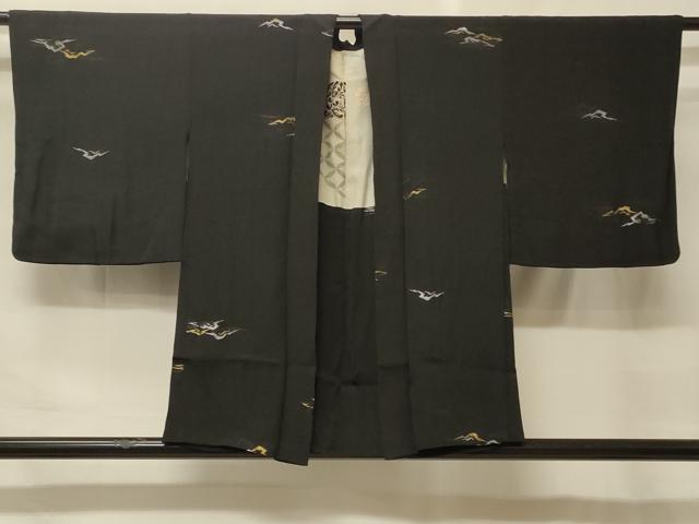 平和屋着物＃羽織　寿光織　霞文　黒地　金銀糸　正絹　逸品　CABF9129in