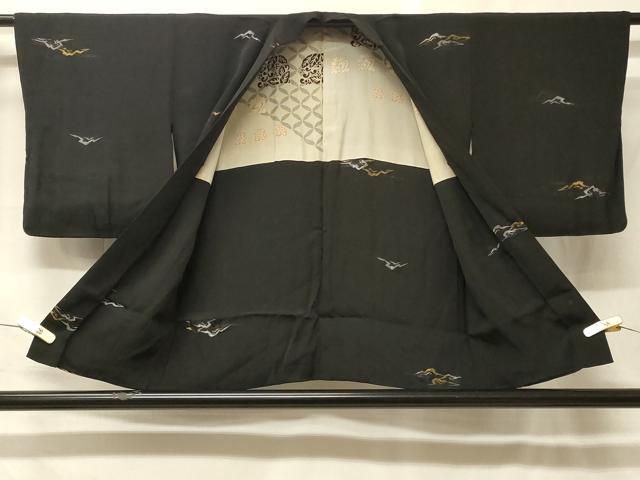 平和屋着物＃羽織　寿光織　霞文　黒地　金銀糸　正絹　逸品　CABF9129in