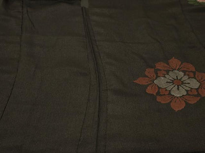 平和屋着物＃羽織　寿光織　正倉院花文　黒地　銀糸　正絹　逸品　CABF9137in