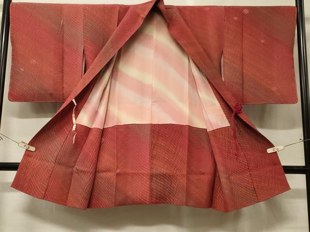平和屋着物＃染色作家　斉藤三才　道中着　斜線文　暈し染め　ロング丈　正絹　逸品　未使用　CABF9140in