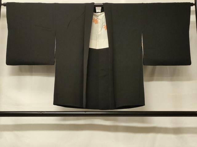 平和屋着物＃羽織 総刺繍 結び紐文 黒地 正絹 逸品 CABF9142in