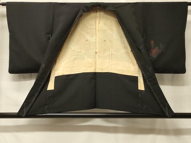 平和屋着物＃羽織　寿光織　枝花文　黒地　正絹　逸品　未使用　CABF9143in