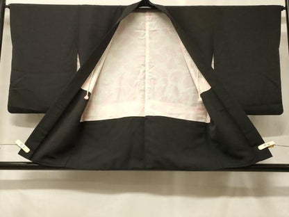 平和屋着物＃羽織　手描き　枝梅文　黒地　金彩　正絹　逸品　CABF9144in