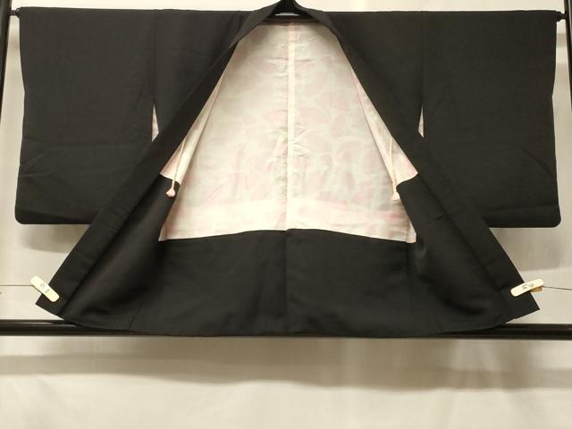 平和屋着物＃羽織　手描き　枝梅文　黒地　金彩　正絹　逸品　CABF9144in