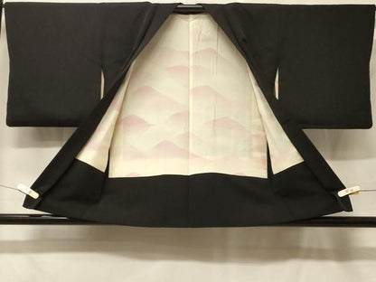 平和屋着物＃羽織　総刺繍　枝垂れ花文　黒地　正絹　逸品　CABF9145in
