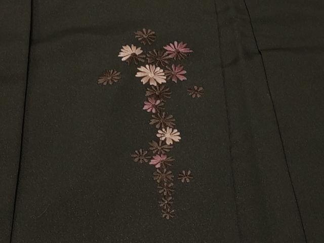 平和屋着物＃羽織　総刺繍　枝垂れ花文　黒地　正絹　逸品　CABF9145in