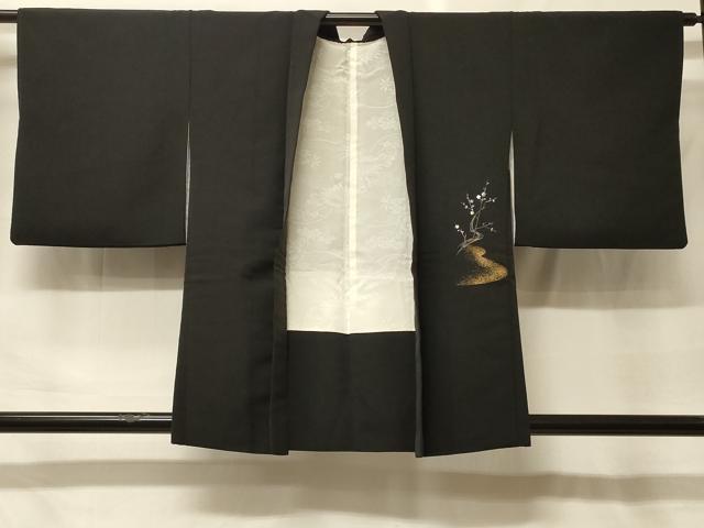 平和屋着物＃羽織　枝梅文　黒地　金銀彩　正絹　逸品　CABF9147in