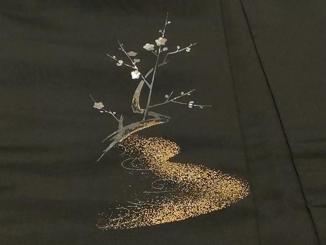 平和屋着物＃羽織　枝梅文　黒地　金銀彩　正絹　逸品　CABF9147in