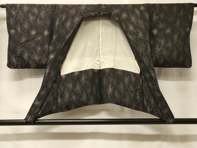 平和屋着物＃羽織　寿光織　乱菊　黒地　金銀糸　正絹　逸品　CABF9148in