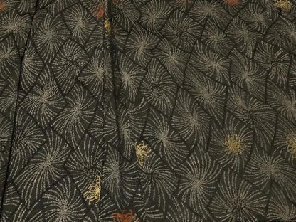 平和屋着物＃羽織　寿光織　乱菊　黒地　金銀糸　正絹　逸品　CABF9148in
