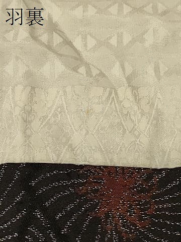 平和屋着物＃羽織　寿光織　乱菊　黒地　金銀糸　正絹　逸品　CABF9148in