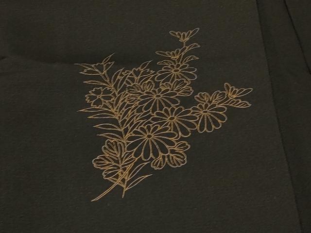 平和屋着物＃羽織　刺繍　花車文　黒地　金彩　正絹　逸品　CABF9150in