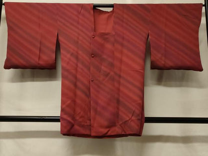 平和屋着物＃中国三大刺繍 スワトウ刺繍 総刺繍 道行コート リバーシブル 色無地 亀甲草花地紋 銀朱色 正絹 逸品 未使用 CABF9160in