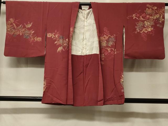 平和屋着物＃羽織　寿光織　草花文　金銀糸　正絹　逸品　CABF9163in