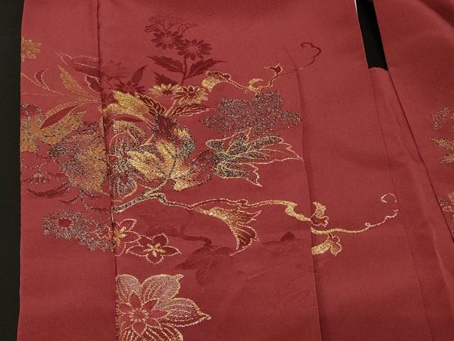 平和屋着物＃羽織　寿光織　草花文　金銀糸　正絹　逸品　CABF9163in