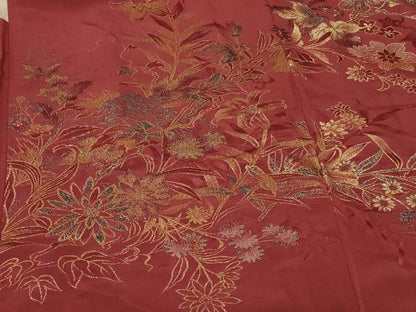 平和屋着物＃羽織　寿光織　草花文　金銀糸　正絹　逸品　CABF9163in