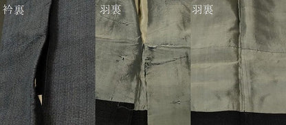 平和屋着物＃男性　長羽織　紬地　霞文　正絹　逸品　CABF9164in