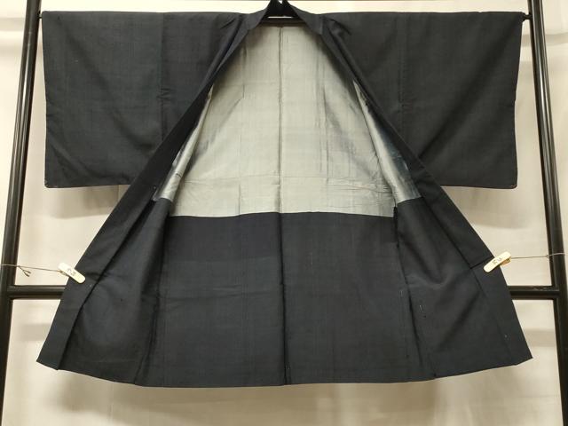 平和屋着物＃男性　長羽織　紬地　霞文　正絹　逸品　CABF9164in
