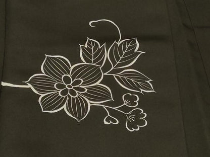 平和屋着物＃羽織　刺繍　枝花文　黒地　正絹　逸品　CABF9168in