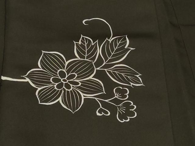 平和屋着物＃羽織　刺繍　枝花文　黒地　正絹　逸品　CABF9168in