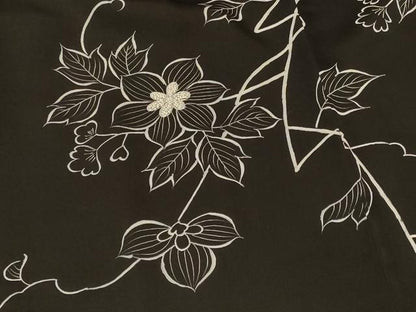 平和屋着物＃羽織　刺繍　枝花文　黒地　正絹　逸品　CABF9168in