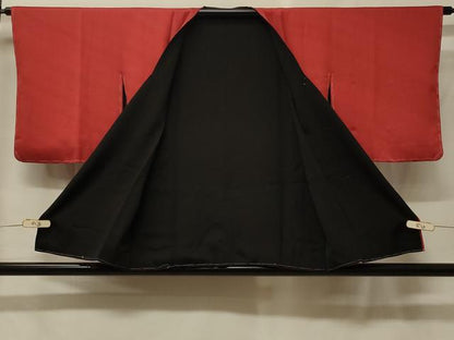 平和屋着物＃道行コート　リバーシブル　斜線文　暈し染め　黒地　反端付き　正絹　逸品　未使用　CABF9171in