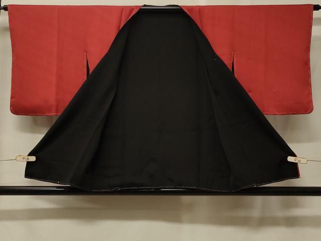 平和屋着物＃道行コート　リバーシブル　斜線文　暈し染め　黒地　反端付き　正絹　逸品　未使用　CABF9171in