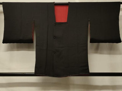 平和屋着物＃道行コート　リバーシブル　斜線文　暈し染め　黒地　反端付き　正絹　逸品　未使用　CABF9171in