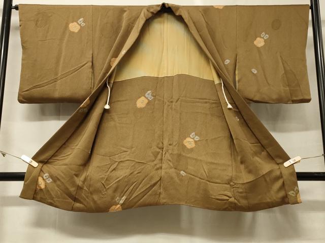 平和屋着物＃長羽織　草花文　正絹　逸品　CABF9173in
