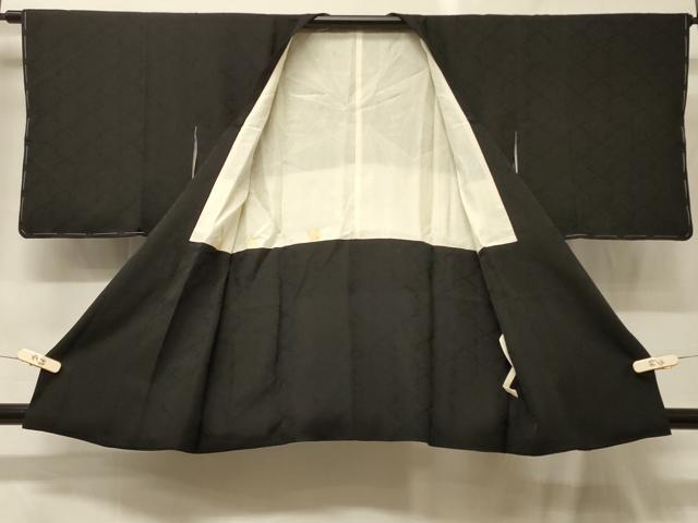 平和屋着物＃道行コート　松皮菱地紋　黒地　正絹　逸品　未使用　CABF9185in