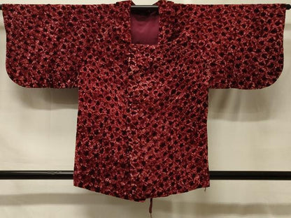 平和屋着物＃和装コート　花づくし　ベロア　交織　CABF9190in