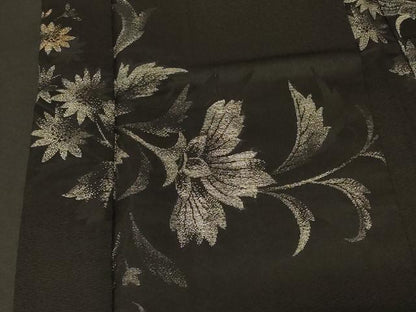 平和屋着物＃羽織　寿光織　更紗花文　黒地　金銀糸　正絹　逸品　CABF9193in