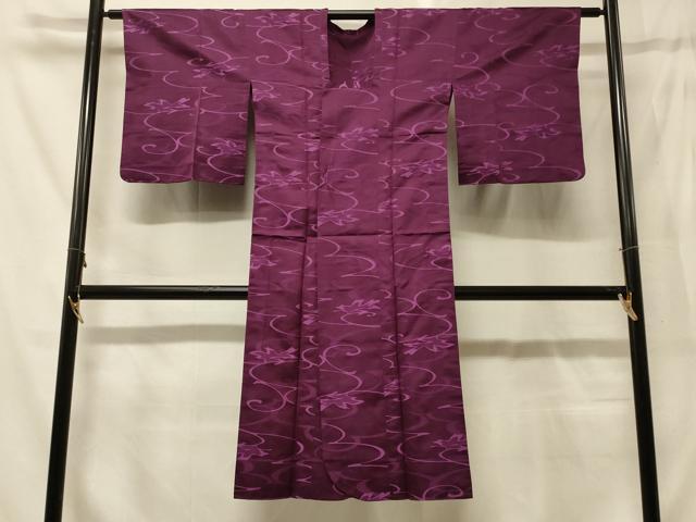 平和屋着物＃道行コート　雨コート　唐草文　ロング丈　正絹　逸品　CABF9194in