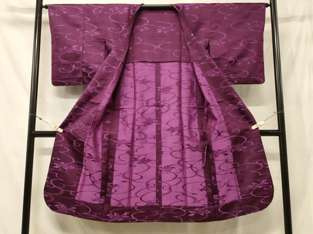 平和屋着物＃道行コート　雨コート　唐草文　ロング丈　正絹　逸品　CABF9194in