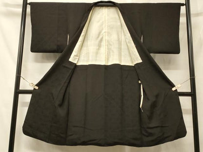 平和屋着物＃道行コート　蜀江花文　黒地　ロング丈　正絹　逸品　CABF9196in