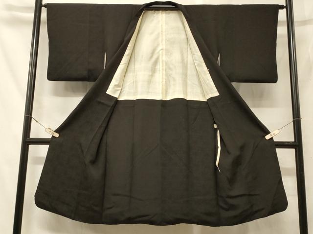 平和屋着物＃道行コート　蜀江花文　黒地　ロング丈　正絹　逸品　CABF9196in