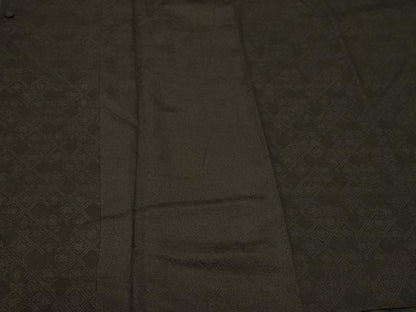 平和屋着物＃道行コート　蜀江花文　黒地　ロング丈　正絹　逸品　CABF9196in