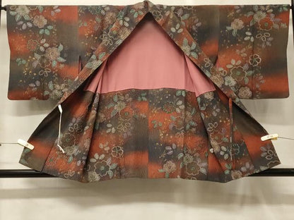 平和屋着物＃道中着　辻が花　ふくれ織　暈し染め　金彩　正絹　逸品　CABF9198in