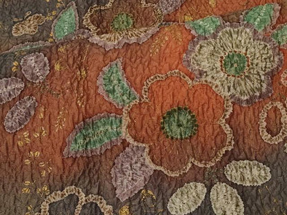 平和屋着物＃道中着　辻が花　ふくれ織　暈し染め　金彩　正絹　逸品　CABF9198in